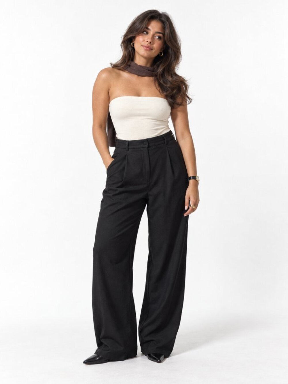 Djerf Avenue Favorite Pants Black Size S Pleated Tailored Trousers